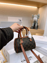 Load image into Gallery viewer, CL094 SMALL BOSTON in Triomphe Canvas and calfskin Tan / 8 x 6 x 3 IN