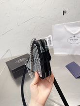 Load image into Gallery viewer, PD184 Embellished Satin and Leather mini-pouch / 5.9x3.9inch