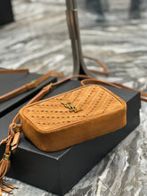Load image into Gallery viewer, YSK205 Lou Camera Bag in Quilted Suede and Smooth Leather / 9 x 6.2 x 2.3 INCHES