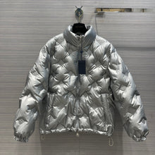 Load image into Gallery viewer, CLTH292 LB Metallic Monogram Flowers Reversible Puffer Jacket