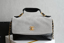 Load image into Gallery viewer, CC1219 Chanel 25A Suede Gray and Black / 29X18X8CM /HIGHEST QUALITY VERSION

