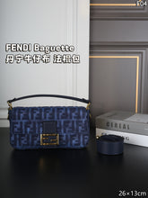Load image into Gallery viewer, FF324 Fendi Baguette Denim Shoulder Bag / 26 x 13 cm
