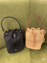 Load image into Gallery viewer, PD375 Prada Raffia Woven Bucket Bag / 19 x 23 cm
