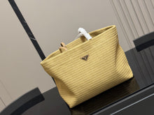 Load image into Gallery viewer, PD377 Prada Woven Raffia Tote Bag / 38 x 30 cm
