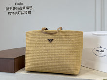 Load image into Gallery viewer, PD379 Prada Raffia Shopping Tote / 38 x 29 cm
