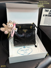 Load image into Gallery viewer, PD380 Prada Bonnie Mini Bag in Black Oil-Wax Leather / 19 x 18 cm
