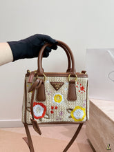 Load image into Gallery viewer, PD386 Prada Galleria Raffia Embroidered Tote / 23 x 17 cm
