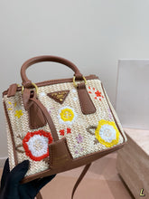 Load image into Gallery viewer, PD386 Prada Galleria Raffia Embroidered Tote / 23 x 17 cm
