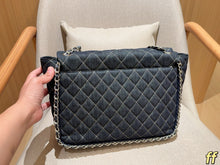 Load image into Gallery viewer, CC1380 Chanel Denim Quilted Airport Bag / 33 x 25 x 13 cm
