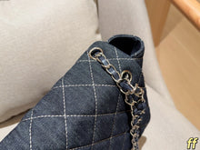 Load image into Gallery viewer, CC1380 Chanel Denim Quilted Airport Bag / 33 x 25 x 13 cm
