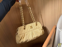 Load image into Gallery viewer, CC1382 Chanel Woven Straw Chain Shoulder Bag / 39 x 22 x 13 cm
