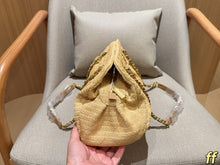 Load image into Gallery viewer, CC1382 Chanel Woven Straw Chain Shoulder Bag / 39 x 22 x 13 cm
