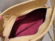 Load image into Gallery viewer, CC1382 Chanel Woven Straw Chain Shoulder Bag / 39 x 22 x 13 cm

