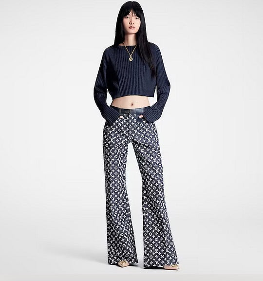 CLTH386 LB Monogram Denim Bootcut Jeans