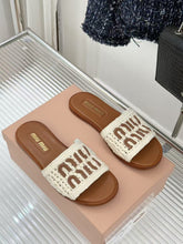 Load image into Gallery viewer, SE1742 Miu Miu Crochet Flat Slides Size 5-11
