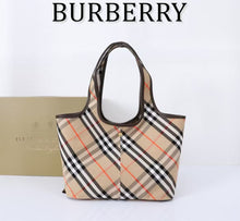 Load image into Gallery viewer, BUR140 Checkered Tote with Leather Trim / 16.1x9.4x10.2inch / HIGHEST QUALITY VERSION
