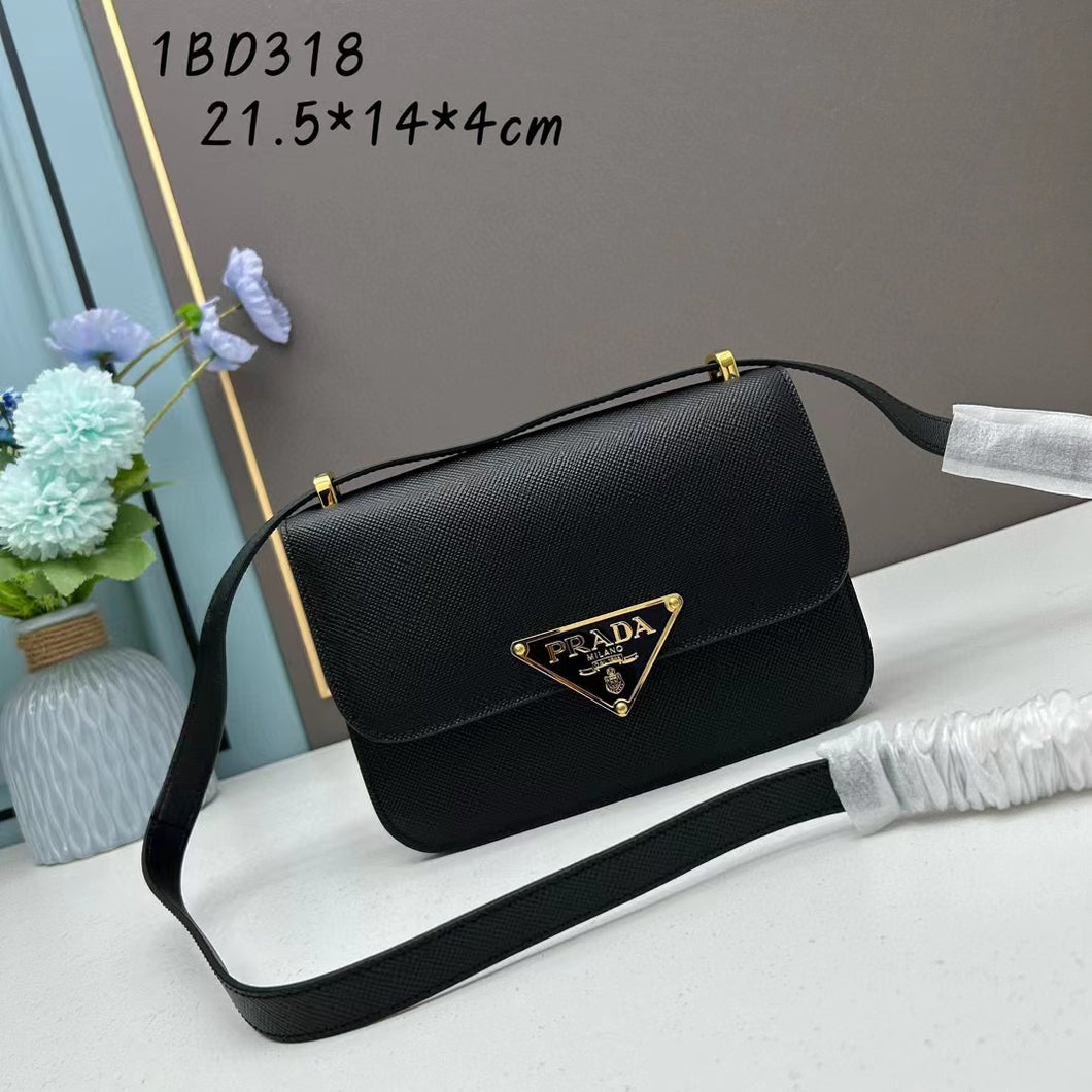 PD290 Emblème Saffiano Shoulder Bag / 8.6x5.5x1.5inch