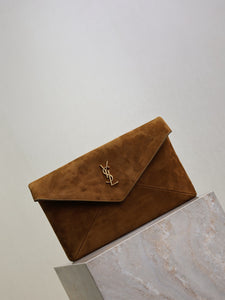 YSK432 CASSANDRE Large Envelope Pouch in Suede / 11.6" x 7.1" x 1.8" / HIGHEST QUALITY VERSION