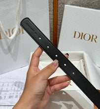 Load image into Gallery viewer, BL277 Dior 2 cm Black and Gold Belt / Oval Buckle / Slim Leather Belt
