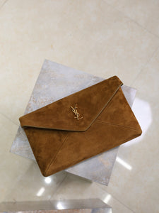 YSK432 CASSANDRE Large Envelope Pouch in Suede / 11.6" x 7.1" x 1.8" / HIGHEST QUALITY VERSION
