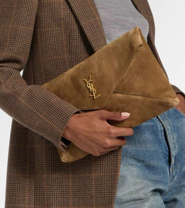 YSK432 CASSANDRE Large Envelope Pouch in Suede / 11.6" x 7.1" x 1.8" / HIGHEST QUALITY VERSION