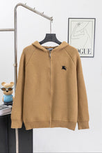 Load image into Gallery viewer, CLTH506 Burberry Equestrian Knight Jacquard Zip Hooded Knit Cardigan
