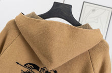 Load image into Gallery viewer, CLTH506 Burberry Equestrian Knight Jacquard Zip Hooded Knit Cardigan
