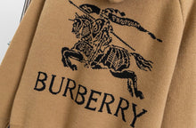 Load image into Gallery viewer, CLTH506 Burberry Equestrian Knight Jacquard Zip Hooded Knit Cardigan
