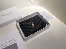 Load image into Gallery viewer, YSK373 CASSANDRE MATELASSÉ FLAP CARD CASE IN GRAIN DE POUDRE LEATHER / 4.3 x 3.3 x 1.1 INCHES
