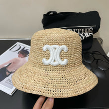 Load image into Gallery viewer, JW895 Celine Triomphe Bucket Hat in Raffia
