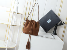 Load image into Gallery viewer, PD334 Small Suede Leather Bucket Bag / HIGHEST QUALITY VERSION / 8.2x8.2x4.7inch
