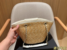 Load image into Gallery viewer, CC1392 Chanel Raffia Tote Bag / 18 x 19 x 12 cm
