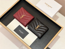 Load image into Gallery viewer, YSK376 CASSANDRE MATELASSÉ FLAP CARD CASE IN GRAIN DE POUDRE LEATHER / 4.3 x 3.3 x 1.1 INCHES
