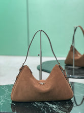 Load image into Gallery viewer, PD311 Prada Aimée Large Suede Shoulder Bag / HIGHEST QUALITY VERSION /9x15.3x4.7inch

