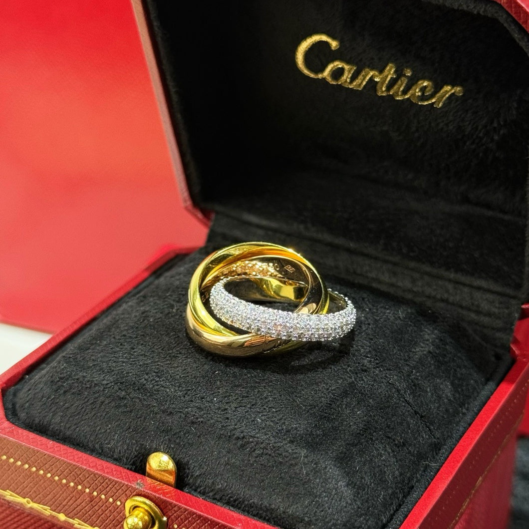 JW1008 Cartier Trinity Ring, Classic/Small Model, Half-paved