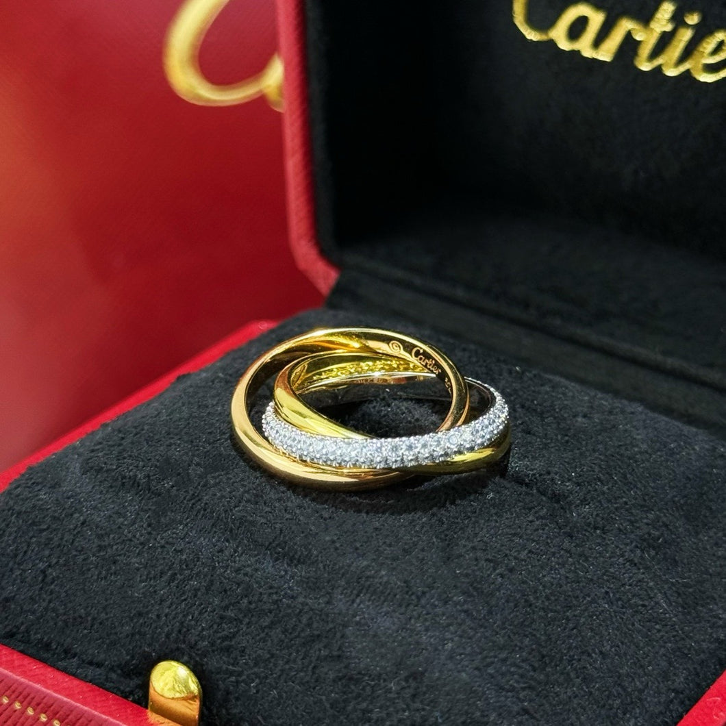 JW1009 Cartier Trinity Ring, Classic/Small Model, Half-paved