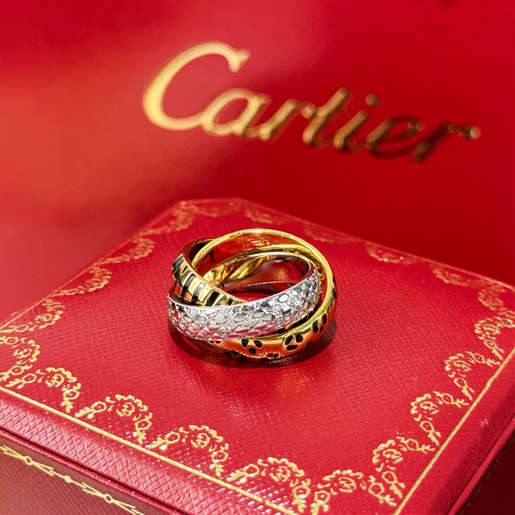 JW1010 Cartier Trinity Ring, Lacquer, Half-paved