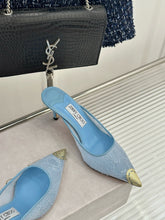 Load image into Gallery viewer, SE1748 Jimmy Choo Lace &amp; Metal Toe High Heel Mules / 10cm / Size 5-12
