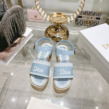 Load image into Gallery viewer, SE1753 Dior Dway Denim Espadrille Wedge Sandals / 9.5cm Heel / Size 4- 11
