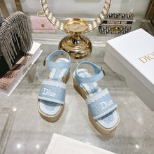 Load image into Gallery viewer, SE1753 Dior Dway Denim Espadrille Wedge Sandals / 9.5cm Heel / Size 4- 11
