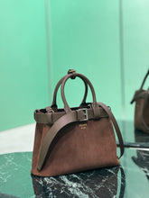 Load image into Gallery viewer, PD317 Medium Prada Buckle Suede Bag with Belt / HIGHEST QUALITY VERSION / 12.6x9x4.3inch
