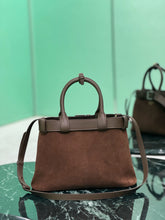 Load image into Gallery viewer, PD317 Medium Prada Buckle Suede Bag with Belt / HIGHEST QUALITY VERSION / 12.6x9x4.3inch
