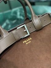 Load image into Gallery viewer, PD317 Medium Prada Buckle Suede Bag with Belt / HIGHEST QUALITY VERSION / 12.6x9x4.3inch
