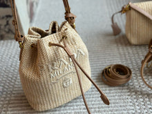 Load image into Gallery viewer, PD281 Crochet and Leather mini-bucket Bag / 7.6x6.8x3.9inch
