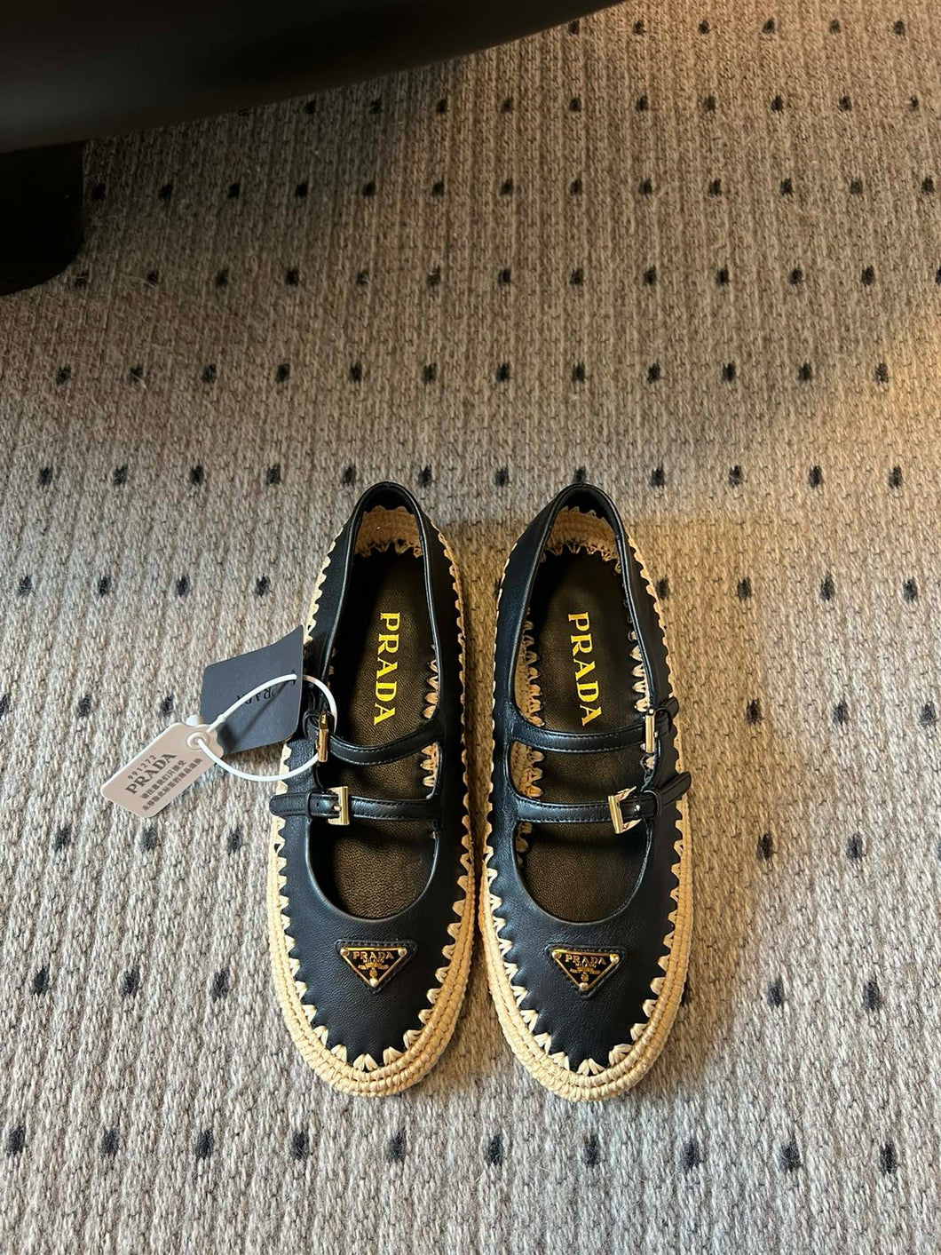 SE1664 Prada Nappa leather and Raffia Ballerinas / Size5-11