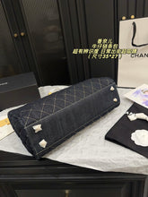 Load image into Gallery viewer, CC1445 Chanel Vintage Denim Airport Bag / 35 x 27 cm
