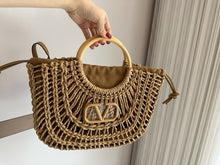 Load image into Gallery viewer, VLTN091 LOCÒ Raffia Shoulder Bag / 13.7x9.6x2.7inch

