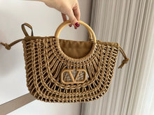 Load image into Gallery viewer, VLTN091 LOCÒ Raffia Shoulder Bag / 13.7x9.6x2.7inch
