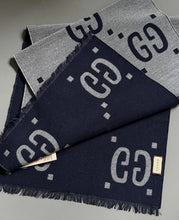 Load image into Gallery viewer, CLTH492 GG Jacquard Wool Silk Scarf / 13.8"W x 74.8"L
