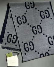 Load image into Gallery viewer, CLTH491 GG Jacquard Wool Silk Scarf / 13.8"W x 74.8"L
